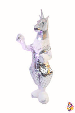Mirror Horse Silver Mascot Costume