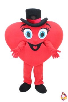 Heart in a hat mascot costume