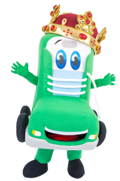 The mascot green Car in the crown 
