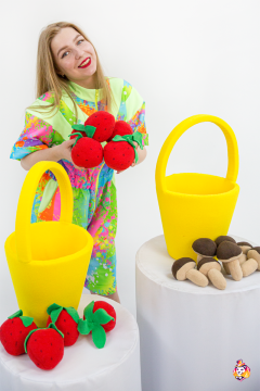 Buckets of mushrooms and berries Game prop