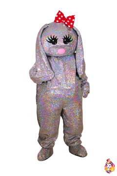 Silver Bunny Mila Sequins mascot costume