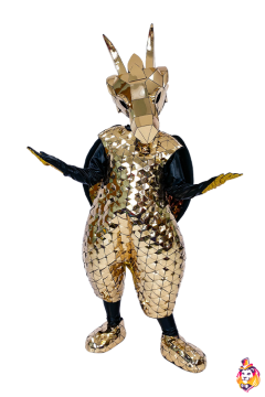 Mirror Dragon Disco Gold Mascot Costume