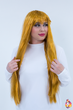Long straight gold wig