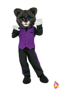 Grey cat in a suit Mascot Costume