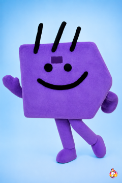 Button is purple Mascot Costume